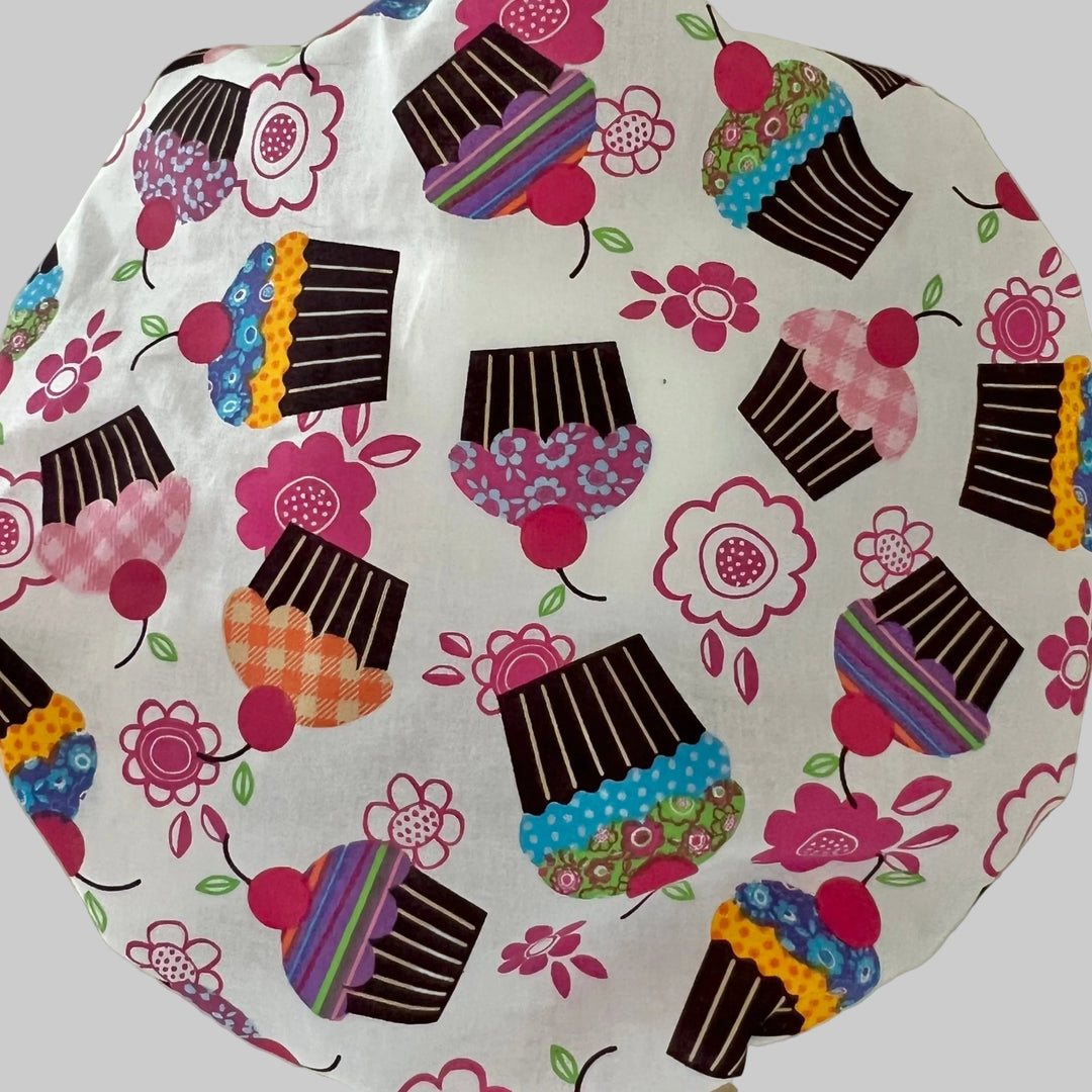 Bouffant Scrub Cap – Retro Cupcake Floral Surgical Hat | Ice Cream Sandwiches Cap | Colorful Bakery Nurse Cap | Women’s Medical Hat