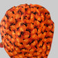 Fall pumpkin bouffant scrub cap, top and back view of orange pumpkin print, autumn OR cap, OR World