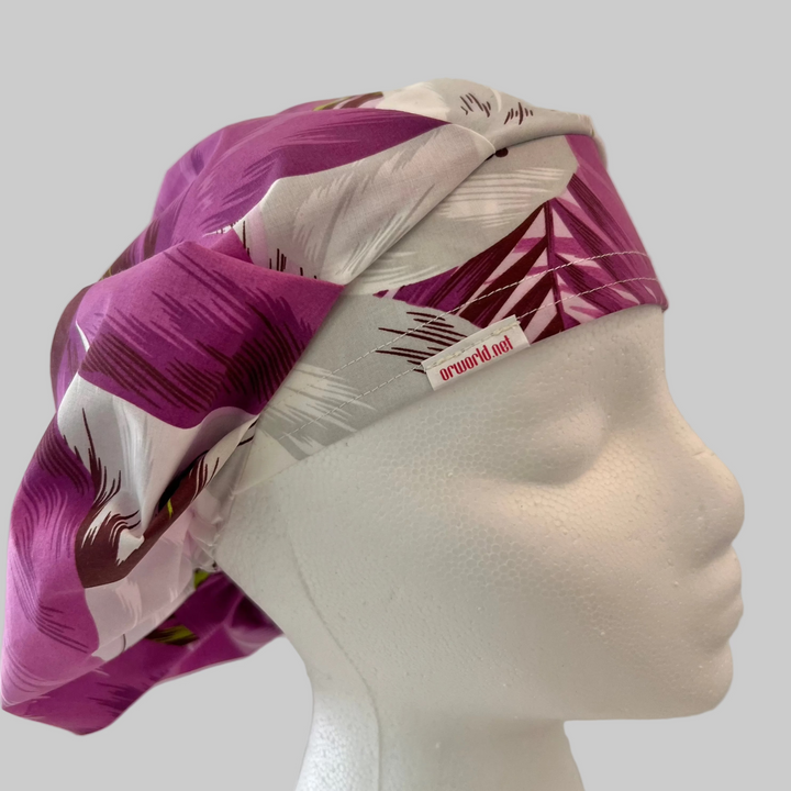 Purple Tropical Floral Bouffant Scrub Cap | Women’s Surgical Hat | Adjustable Nurse Cap