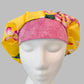 Bouffant-Hawaiian yellow and pink flowers 