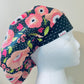 Bouffant - Pink flowers with polka dots