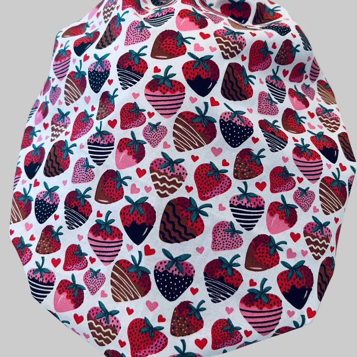 Bouffant Scrub Cap | Chocolate-Covered Strawberry Bouffant | Valentine’s Day Surgical Hat | Women’s Nurse Cap
