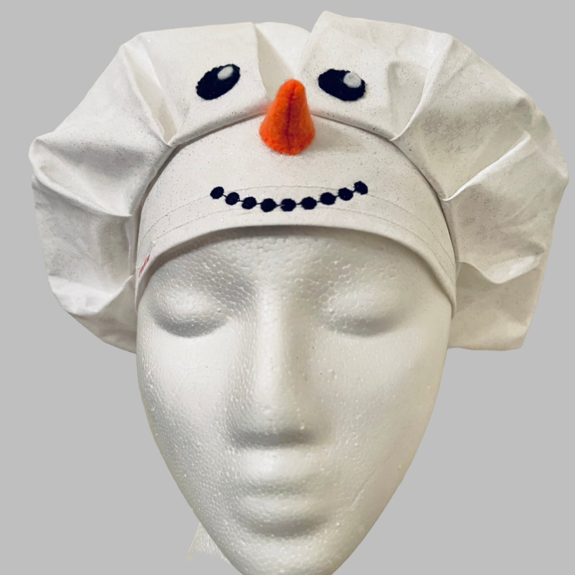 Bouffant-Winter White Snowman with a 3 D nose