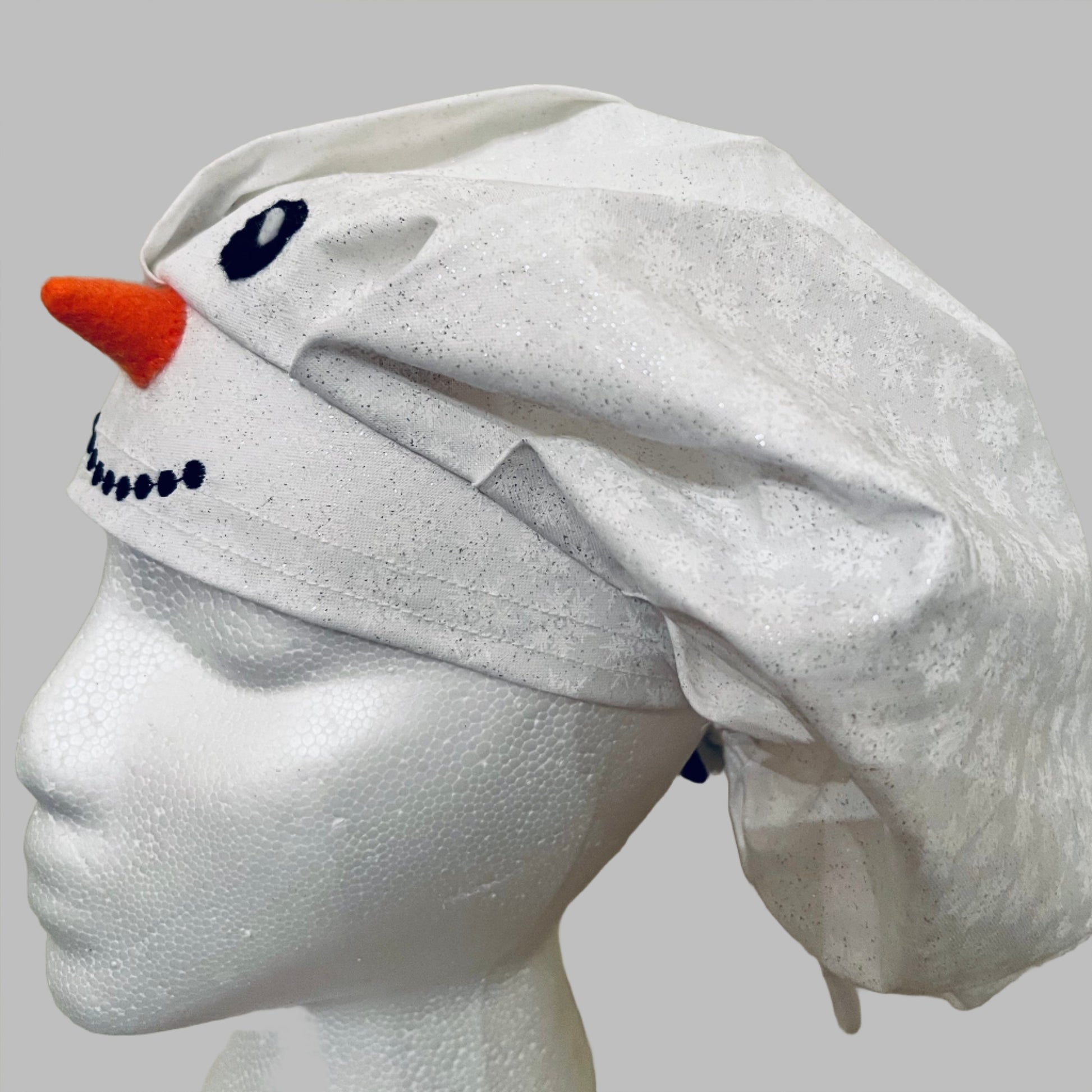 Bouffant-Winter White Snowman with a 3 D nose