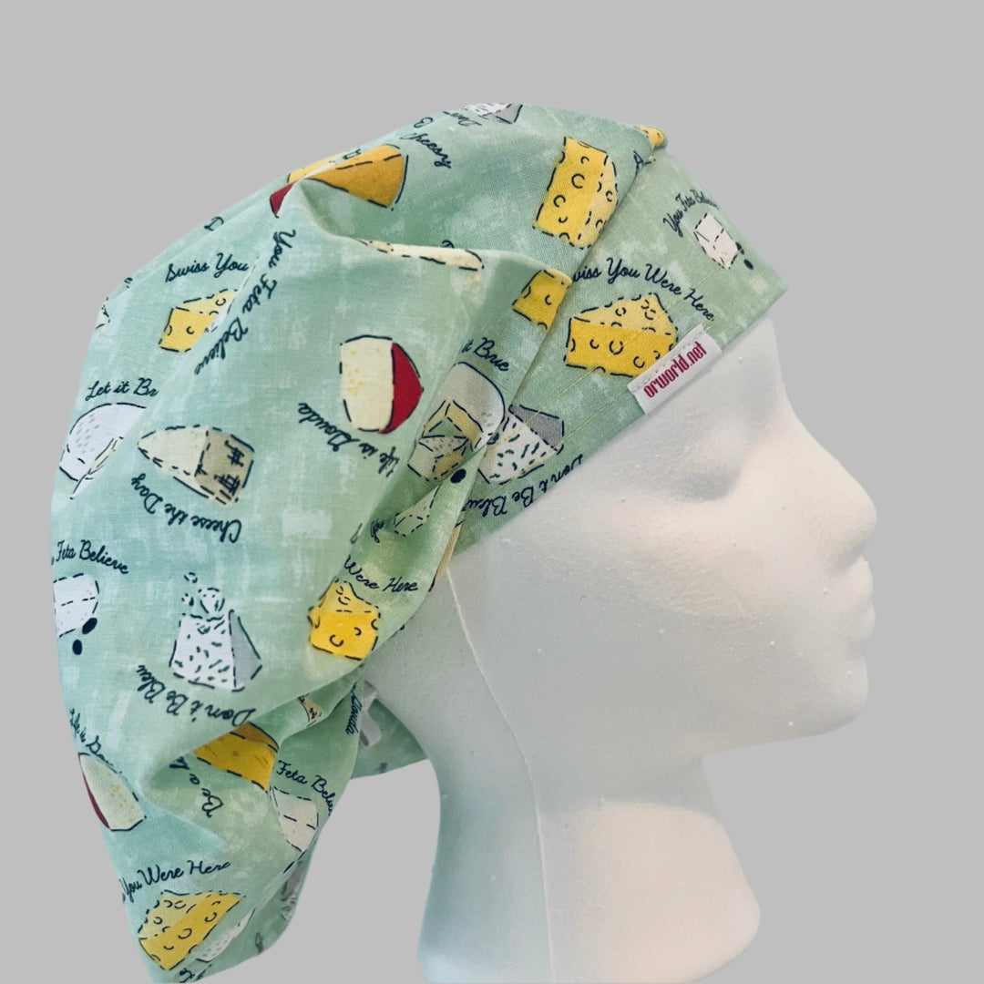Bouffant Scrub Cap | Life is Gouda | You Feta Believe | Swiss You Were Here | Let It Brie | Funny Cheese Nurse Hat