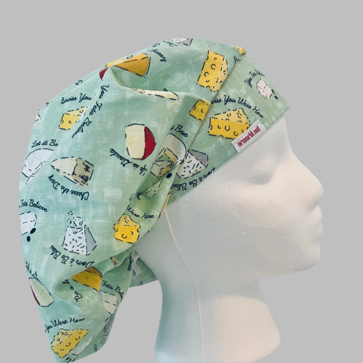 Bouffant Scrub Cap | Life is Gouda | You Feta Believe | Swiss You Were Here | Let It Brie | Funny Cheese Nurse Hat