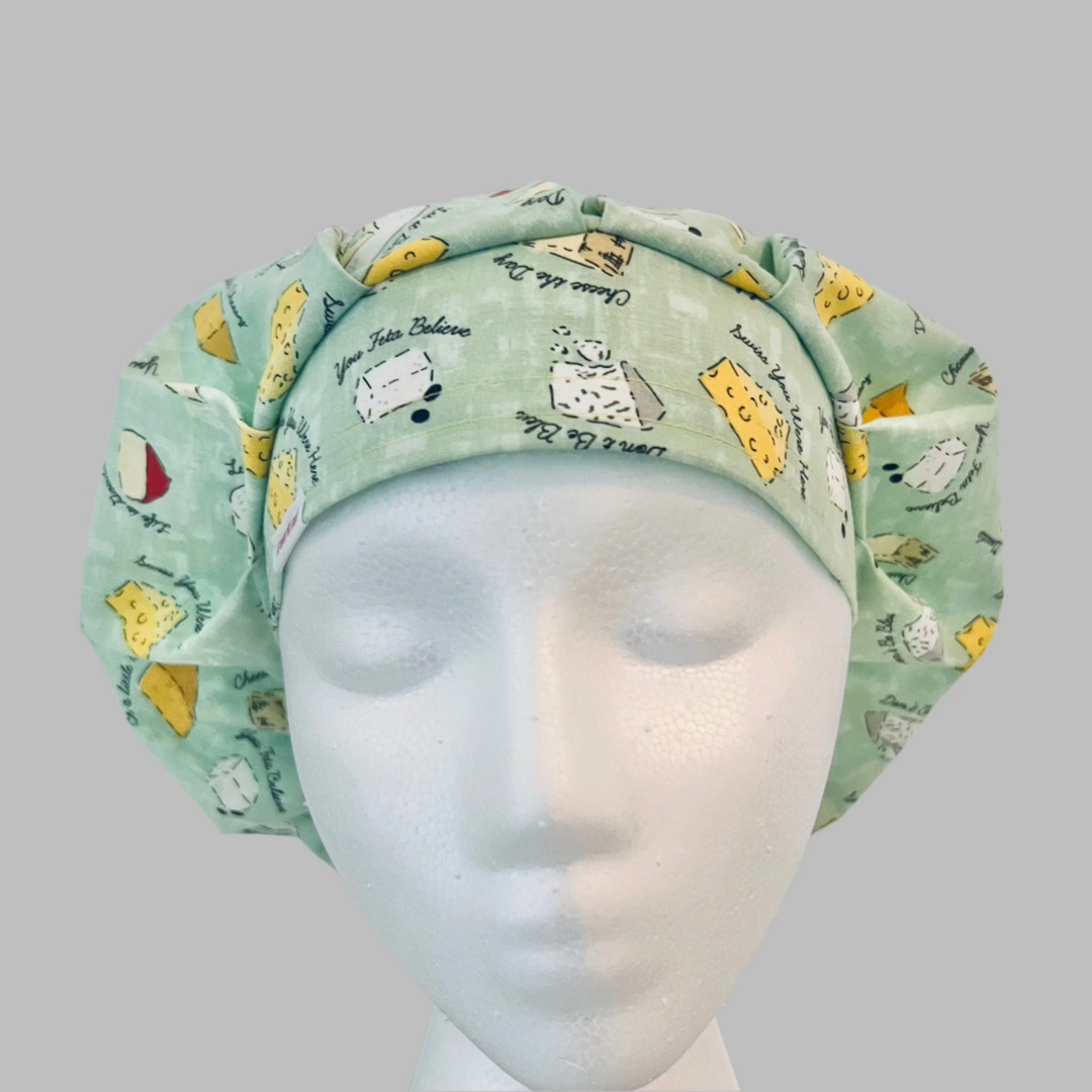 Bouffant Scrub Cap | Life is Gouda | You Feta Believe | Swiss You Were Here | Let It Brie | Funny Cheese Nurse Hat
