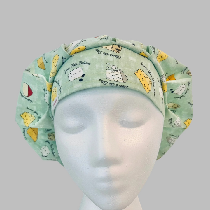 Bouffant Scrub Cap | Life is Gouda | You Feta Believe | Swiss You Were Here | Let It Brie | Funny Cheese Nurse Hat