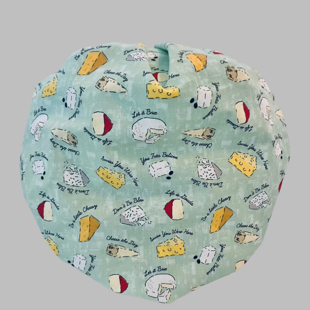 Bouffant Scrub Cap | Life is Gouda | You Feta Believe | Swiss You Were Here | Let It Brie | Funny Cheese Nurse Hat