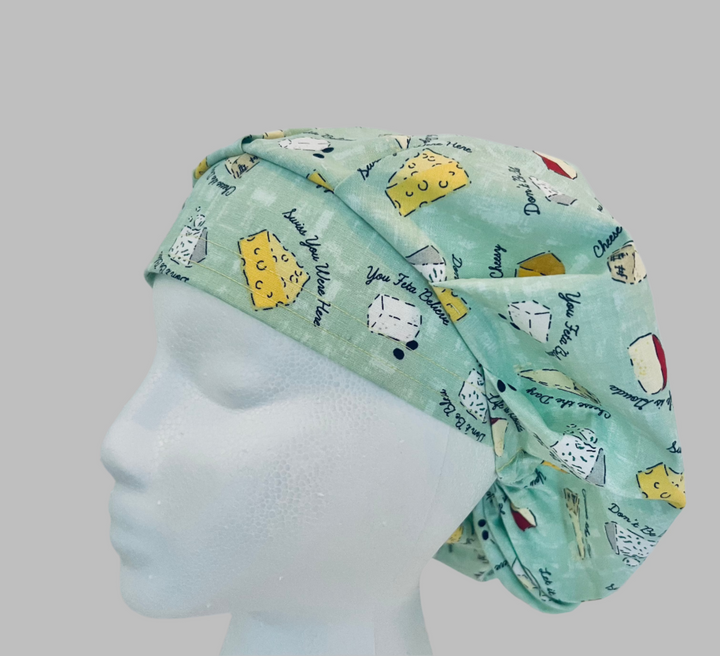 Bouffant Scrub Cap | Life is Gouda | You Feta Believe | Swiss You Were Here | Let It Brie | Funny Cheese Nurse Hat