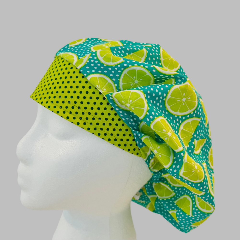 Bouffant Scrub Cap | Citrus Nurse Cap | Lemon Lime Surgical Cap | Fruit Print Medical Hat
