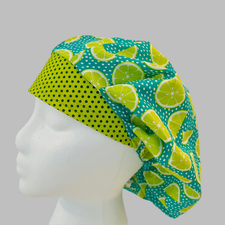 Bouffant Scrub Cap | Citrus Nurse Cap | Lemon Lime Surgical Cap | Fruit Print Medical Hat