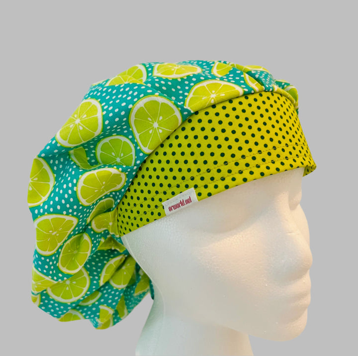 Bouffant Scrub Cap | Citrus Nurse Cap | Lemon Lime Surgical Cap | Fruit Print Medical Hat