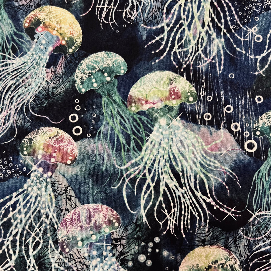 Jellyfish Bouffant Scrub Cap – Ocean Sea Life Surgical Cap, Neon Underwater Nurse Hat, Coastal Marine Medical Cap