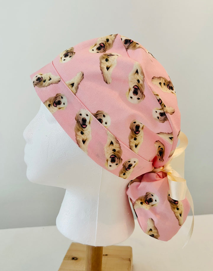 Custom Photo Ponytail Scrub Cap Personalized Surgical Hat with Pet Photos Dog Photo Scrub Cap Long Hair Nurse -gift for surgeon-for women-Scrub Cap OR World