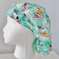 Dog Surfing Bouffant Scrub Cap | Tropical Beach Dogs Hat | Ocean Waves Veterinary Cap | Summer Hair Coverage Scrub Hat