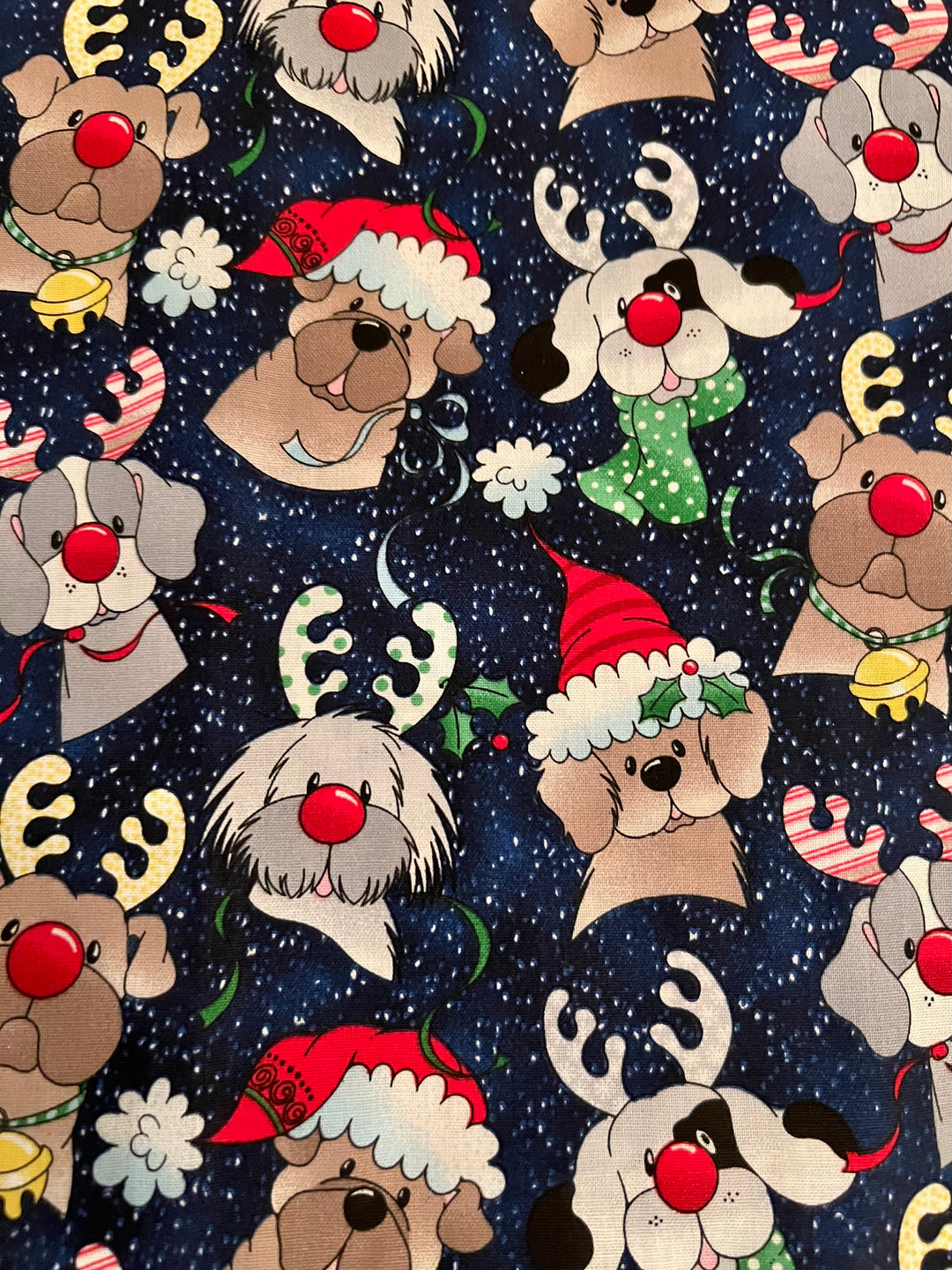 Euro Christmas Dog Scrub Cap | Reindeer & Santa Puppy Surgical Hat | Adjustable OR Cap for Nurses & Surgeons | Satin Lining Option