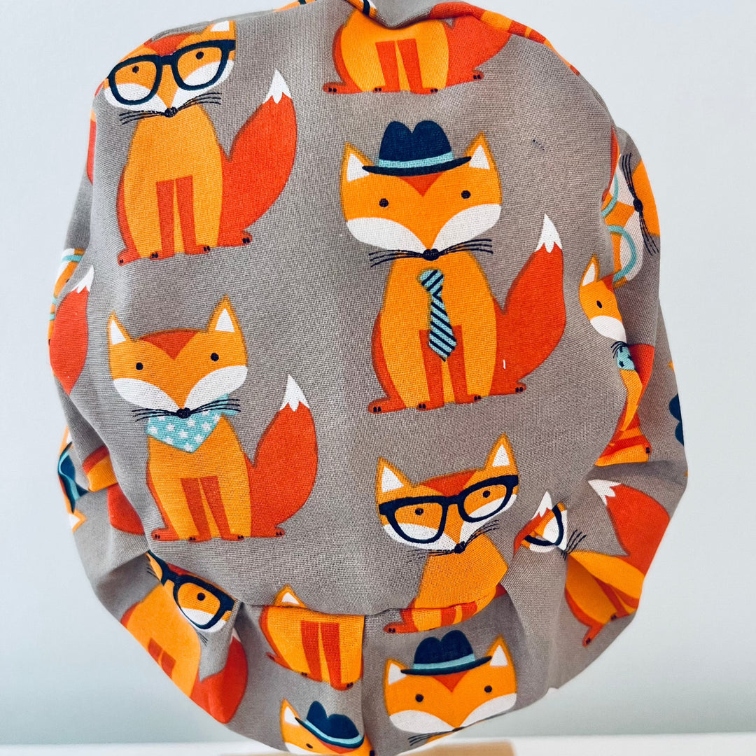 Euro Scrub Cap Cute Fox Print | Adjustable Unisex OR Cap | Surgical Hat Gift for Nurses, Surgeons &amp; Healthcare Workers