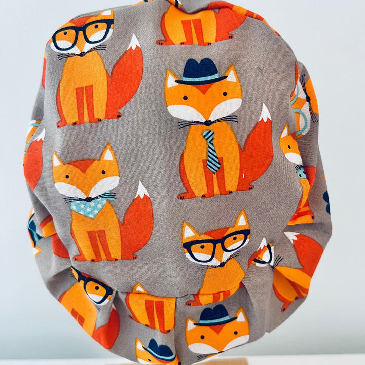 Euro Scrub Cap Cute Fox Print | Adjustable Unisex OR Cap | Surgical Hat Gift for Nurses, Surgeons &amp; Healthcare Workers