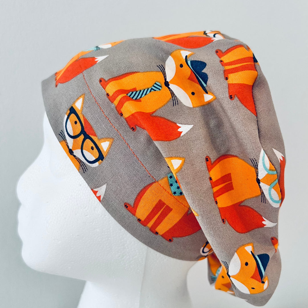 Euro Scrub Cap Cute Fox Print | Adjustable Unisex OR Cap | Surgical Hat Gift for Nurses, Surgeons & Healthcare Workers
