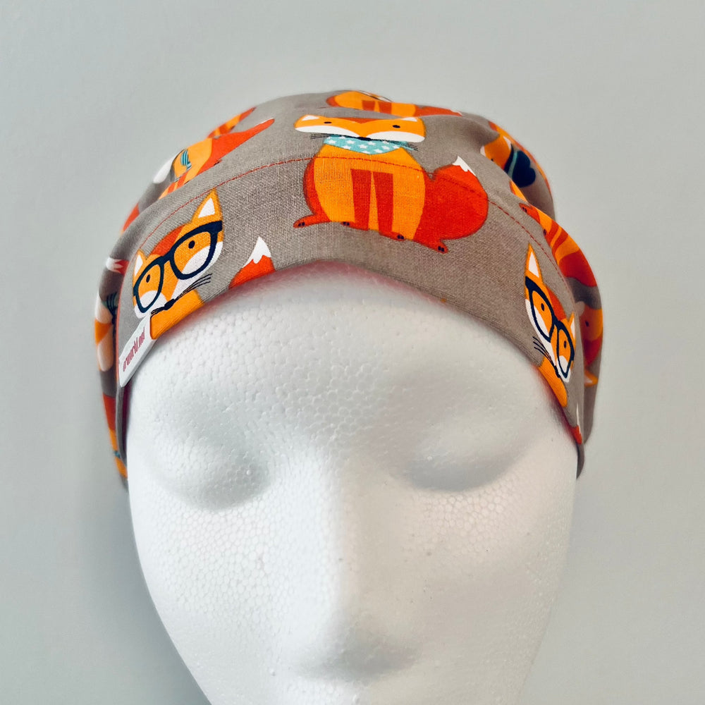 Euro Scrub Cap Cute Fox Print | Adjustable Unisex OR Cap | Surgical Hat Gift for Nurses, Surgeons & Healthcare Workers