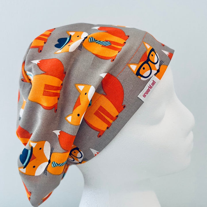 Euro Scrub Cap Cute Fox Print | Adjustable Unisex OR Cap | Surgical Hat Gift for Nurses, Surgeons &amp; Healthcare Workers