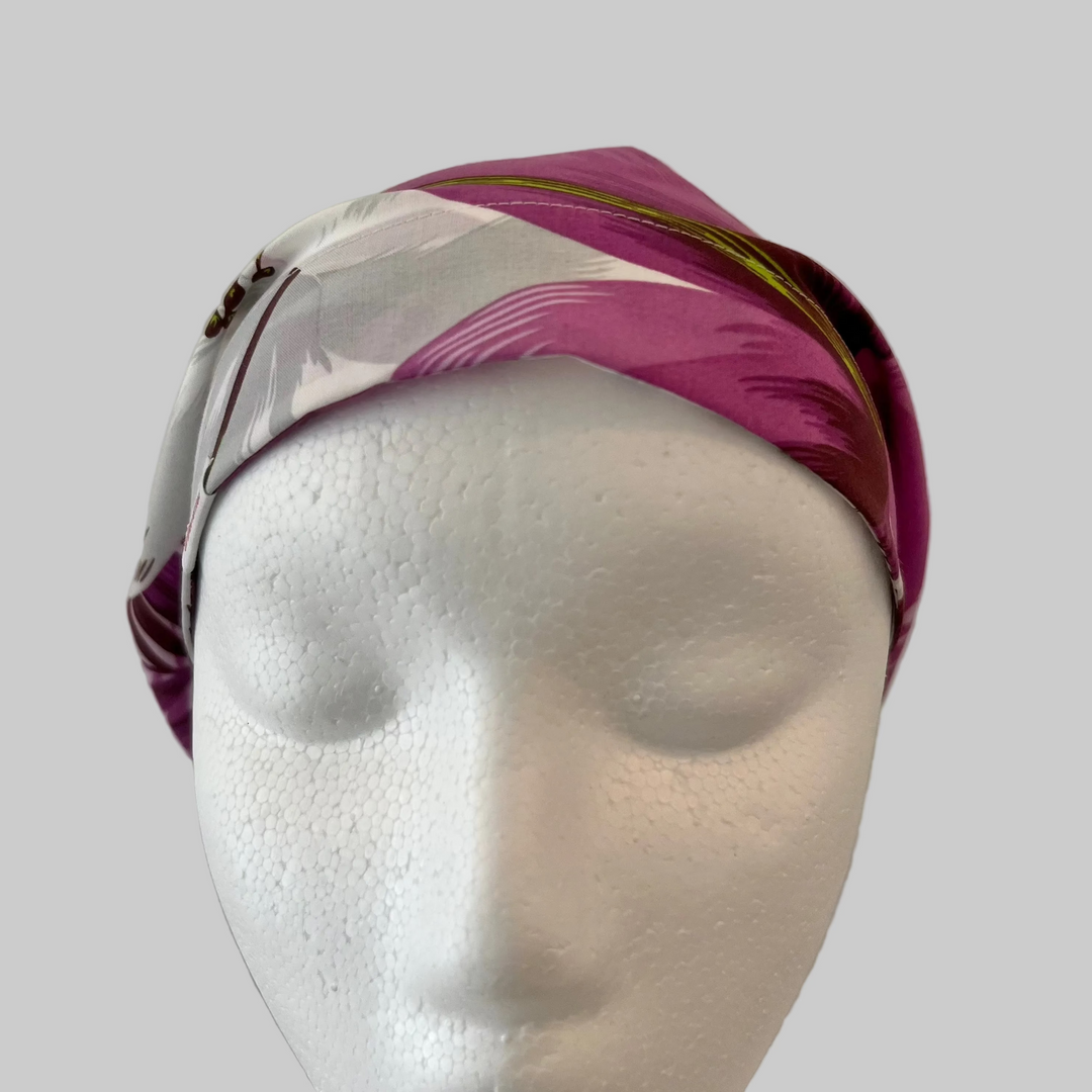 Purple Tropical Floral Euro Scrub Cap | Women’s Surgical Cap | Tie Back Nurse Hat