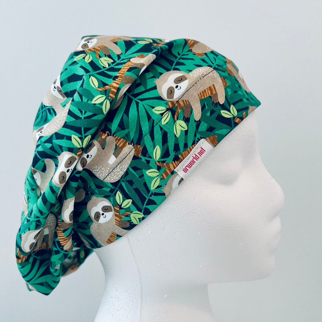 Euro Scrub Cap Cute Sloth Print | Adjustable Unisex OR Cap | Surgical Hat Gift for Nurses, Surgeons &amp; Healthcare Workers