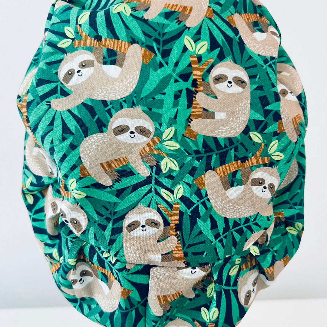 Euro Scrub Cap Cute Sloth Print | Adjustable Unisex OR Cap | Surgical Hat Gift for Nurses, Surgeons &amp; Healthcare Workers