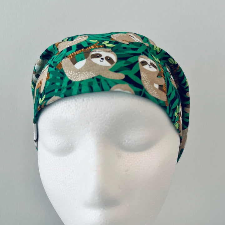 Euro Scrub Cap Cute Sloth Print | Adjustable Unisex OR Cap | Surgical Hat Gift for Nurses, Surgeons &amp; Healthcare Workers