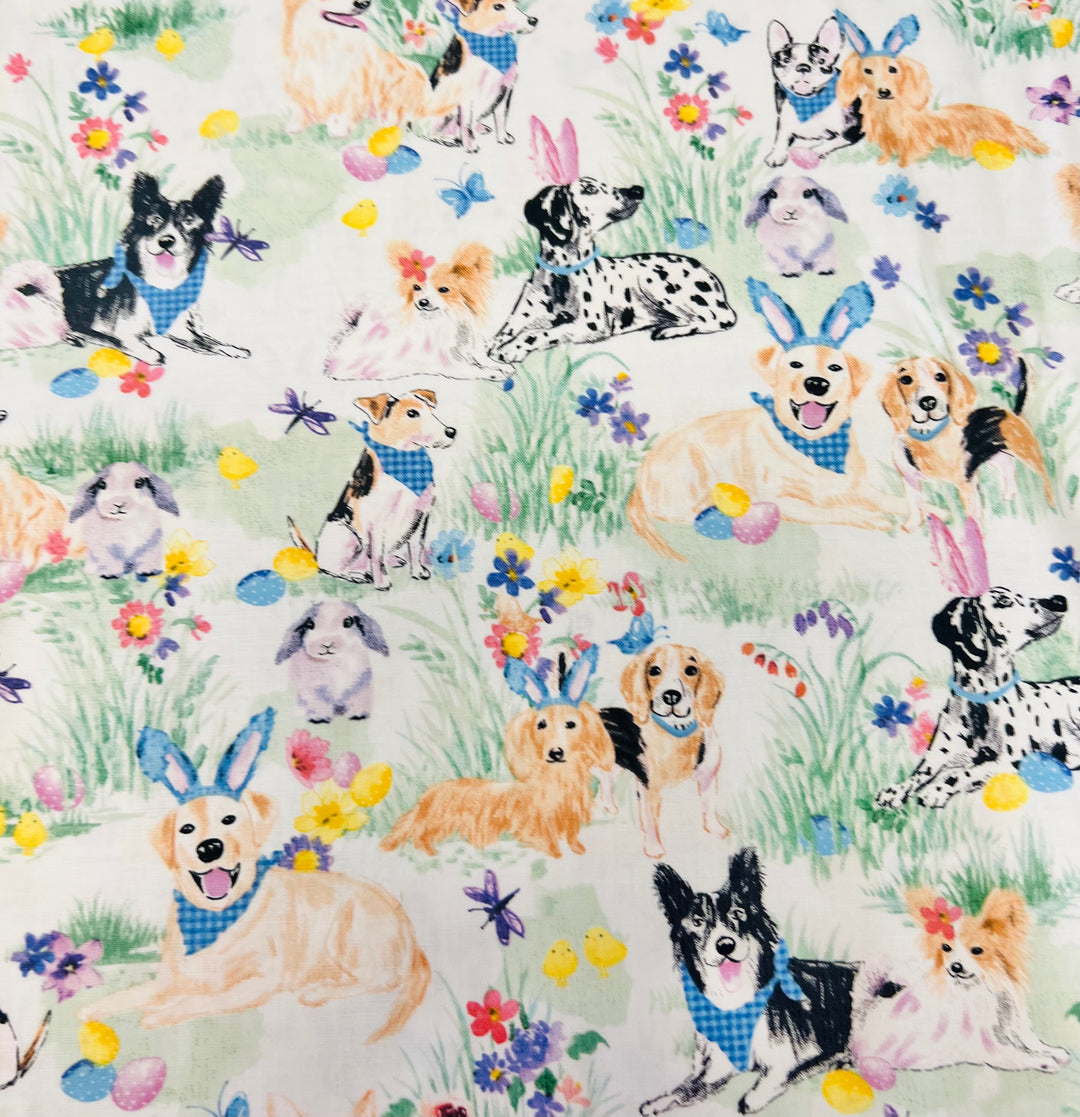 Euro Easter Dog Scrub Cap | Bunny Ear Puppy Surgical Hat | Adjustable OR Cap for Nurses & Surgeons | Satin Lining Option