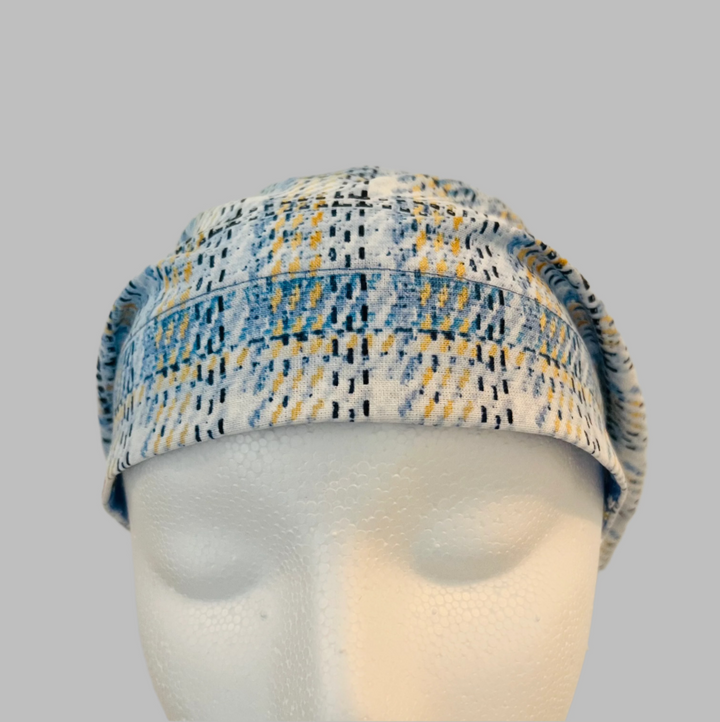     Blue Plaid Euro Scrub Cap – Adjustable Elastic Back Surgical Cap for Women &amp; Men