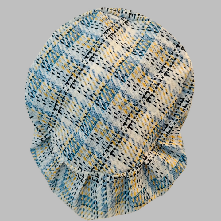     Blue Plaid Euro Scrub Cap – Adjustable Elastic Back Surgical Cap for Women &amp; Men