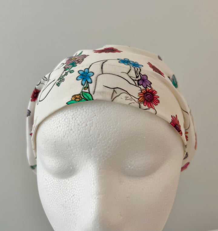 Floral Baby Euro Scrub Cap – Labor &amp; Delivery Surgical Cap – OB Nurse Cap – Newborn Floral Medical Hat