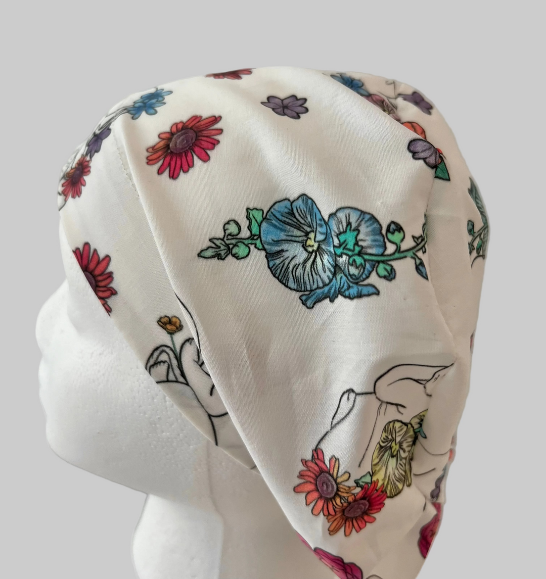 Floral Baby Euro Scrub Cap – Labor & Delivery Surgical Cap – OB Nurse Cap – Newborn Floral Medical Hat