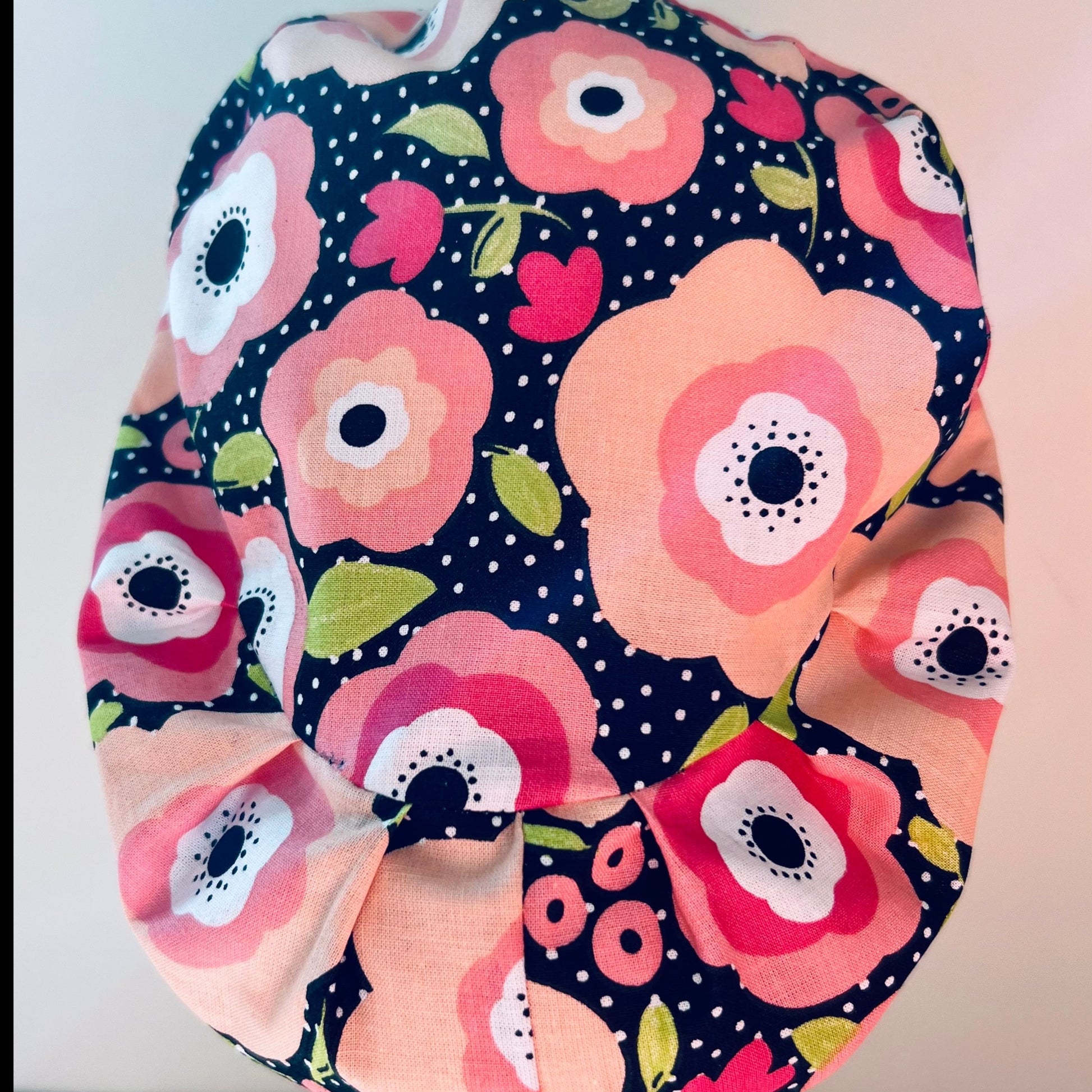 Euro Surgical Scrub Cap-Pink Flowers with polka dots 