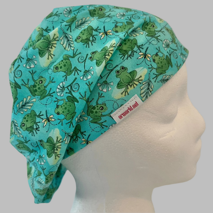 Frog Euro Scrub Cap – Green Frog Surgical Hat, Adjustable Elastic Back, Women’s Nurse Cap, Cute OR Scrub Hat