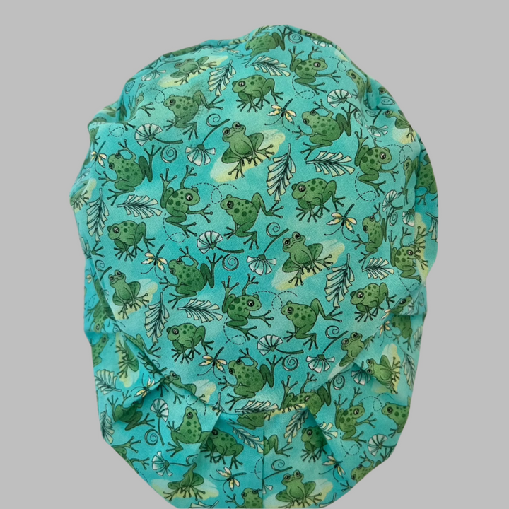 Frog Euro Scrub Cap – Green Frog Surgical Hat, Adjustable Elastic Back, Women’s Nurse Cap, Cute OR Scrub Hat