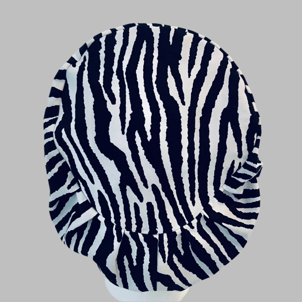 Euro Scrub Cap Zebra Print Surgical Hat | Pink Animal Print OR Cap for Nurses & Surgeons | Adjustable Scrub Cap | Satin Lining Option