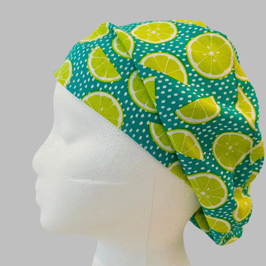 Euro Scrub Cap | Citrus Nurse Cap | Lemon Lime Surgical Hat | Fruit Print Medical Cap
