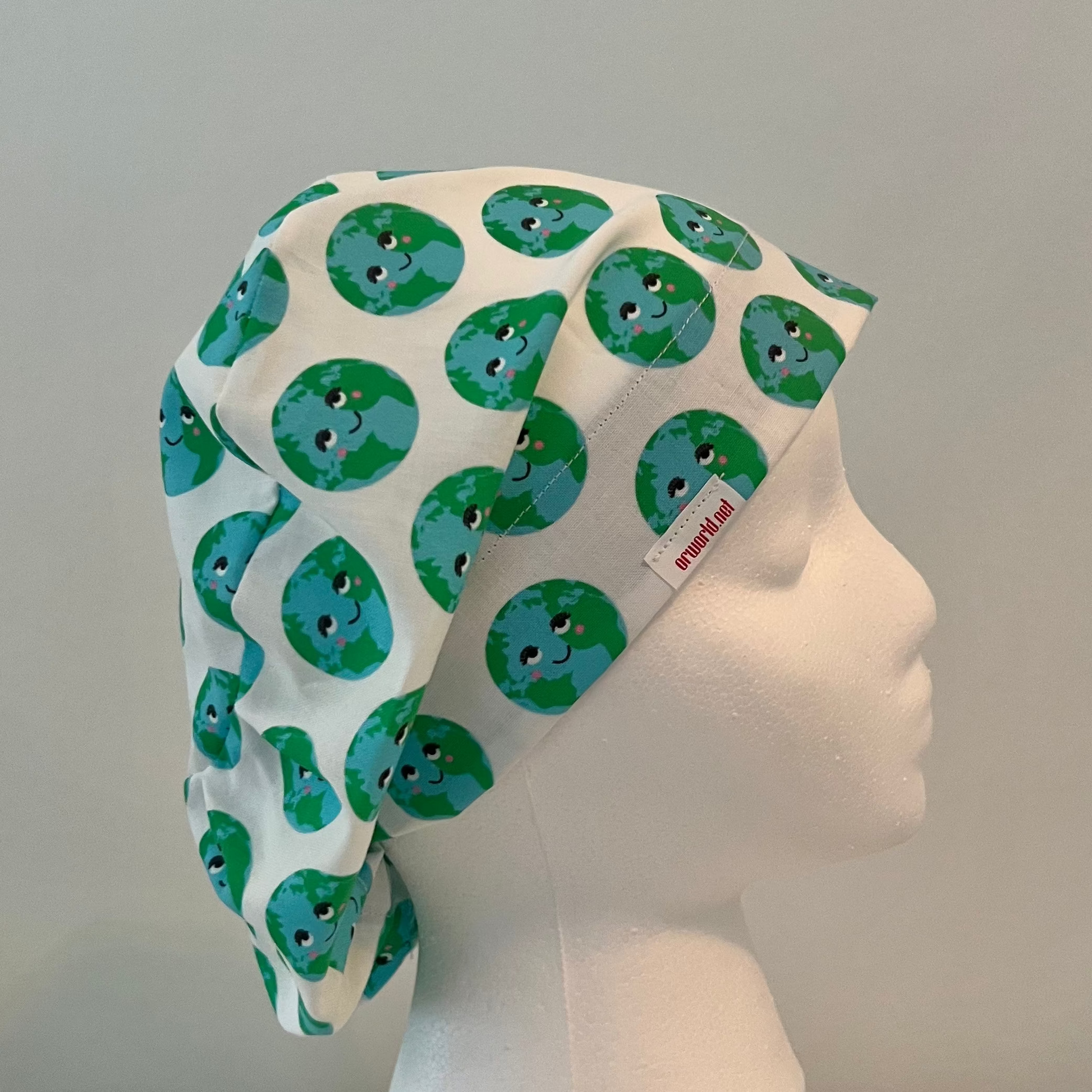 Earth Scrub Cap Euro Style, Cute Planet Surgical Hat for Women, Adjustable Cotton OR Cap, Save the Planet Nurse Gift, Kawaii Earth Operating Room Hat