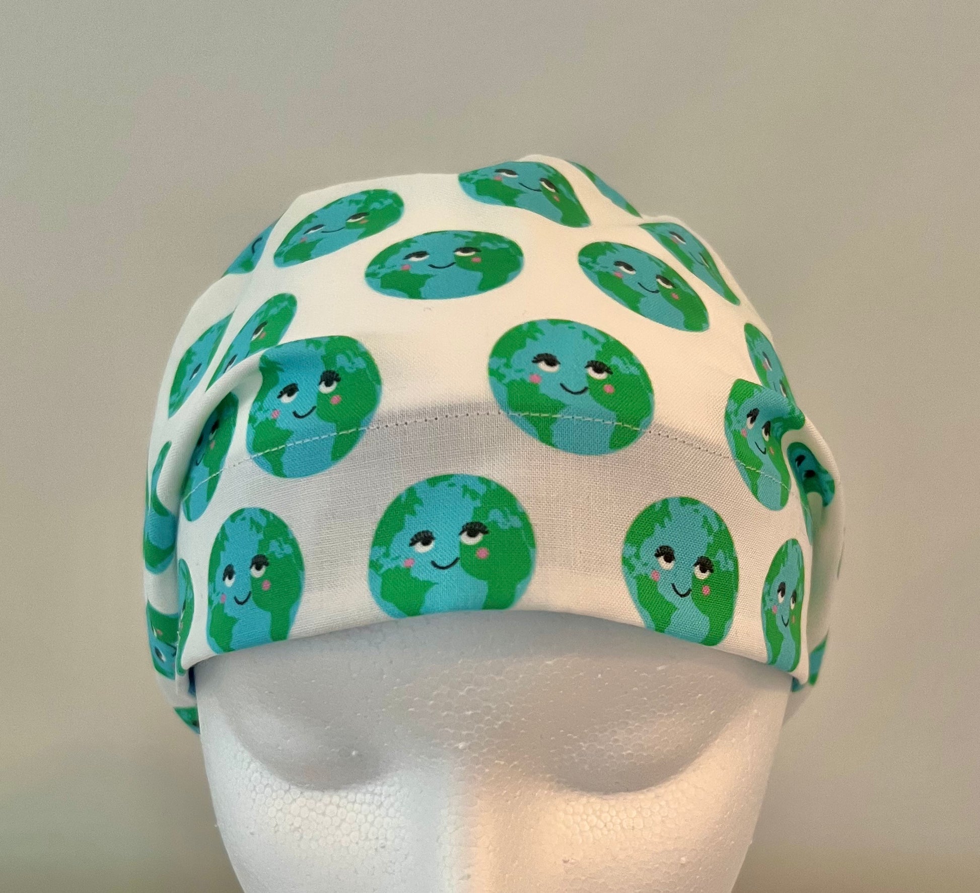 Earth Scrub Cap Euro Style, Cute Planet Surgical Hat for Women, Adjustable Cotton OR Cap, Save the Planet Nurse Gift, Kawaii Earth Operating Room Hat