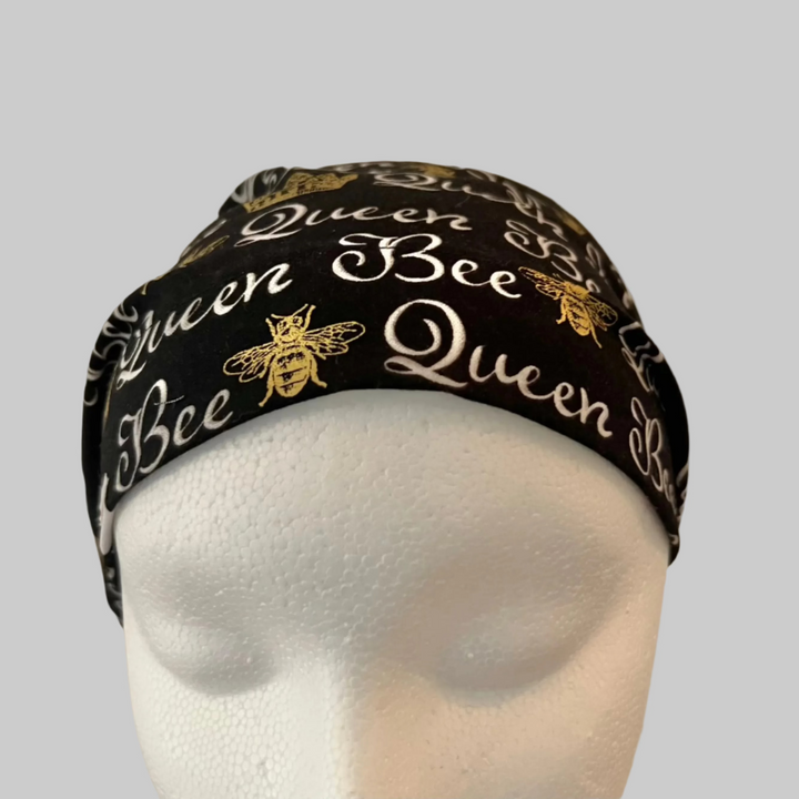Euro Queen Bee Scrub Cap | Bee Surgical Hat | Adjustable OR Cap for Nurses &amp; Surgeons | Handmade USA | Satin Lining Option | Front View