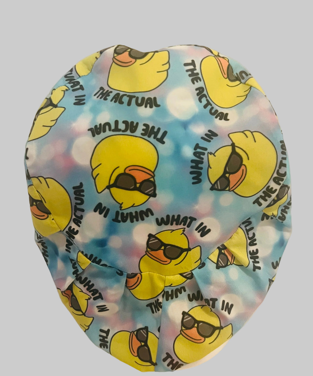 Funny Duck Euro Scrub Cap|"What in the Actual" Humor Surgical Hat for Nurses | back view