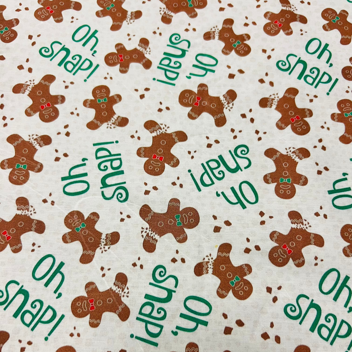 Funny Gingerbread Euro Scrub Cap – “Oh Snap!” Christmas Surgical Cap for Men and Women-fabric view