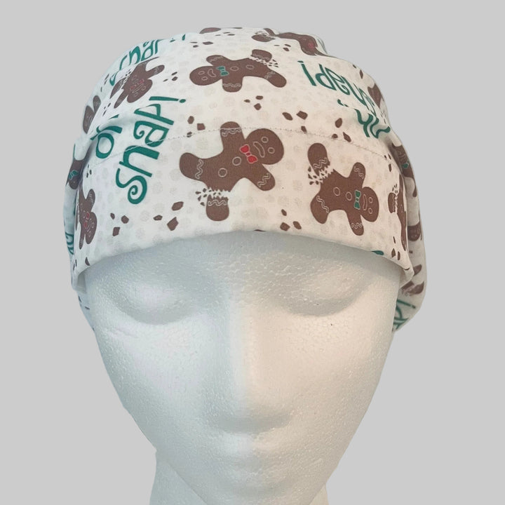 Funny Gingerbread Euro Scrub Cap – “Oh Snap!” Christmas Surgical Cap for Men and Women-front view