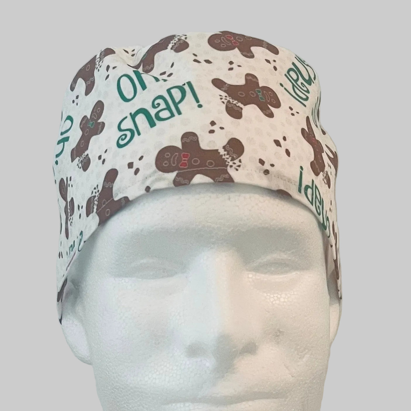Funny Gingerbread Christmas Scrub Cap – “Oh Snap!” Holiday Surgical Cap