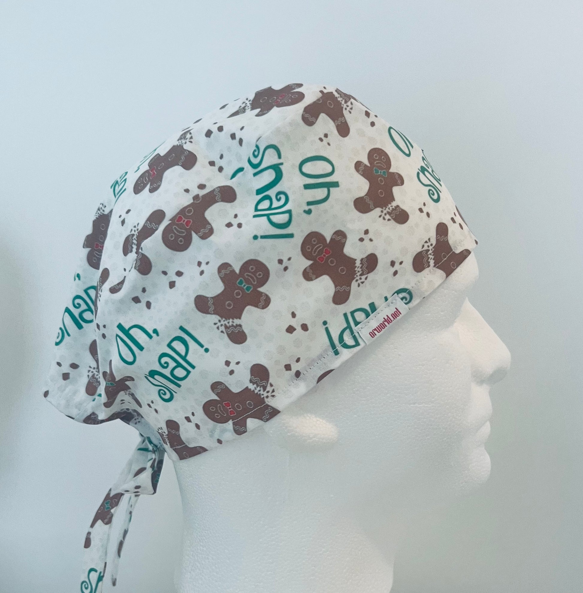 Funny Gingerbread Christmas Scrub Cap – “Oh Snap!” Holiday Surgical Cap