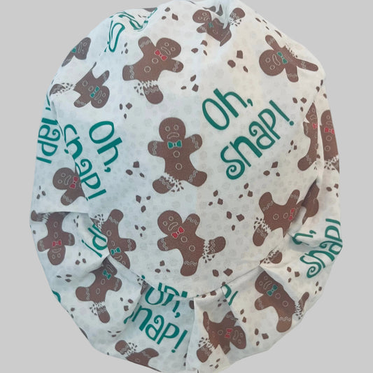Funny Gingerbread Euro Scrub Cap – “Oh Snap!” Christmas Surgical Cap for Men & Women