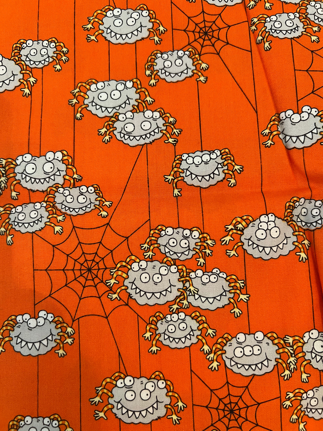 Euro Scrub Cap Halloween Spider Monster Surgical Hat | Fall Nurse Cap, Cute Halloween OR Cap, Autumn Scrub Hat | fabric view